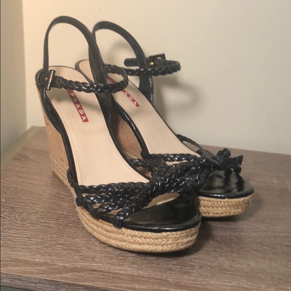 Prada Summer Cork Wedge w/ braided leather straps - Picture 2 of 7